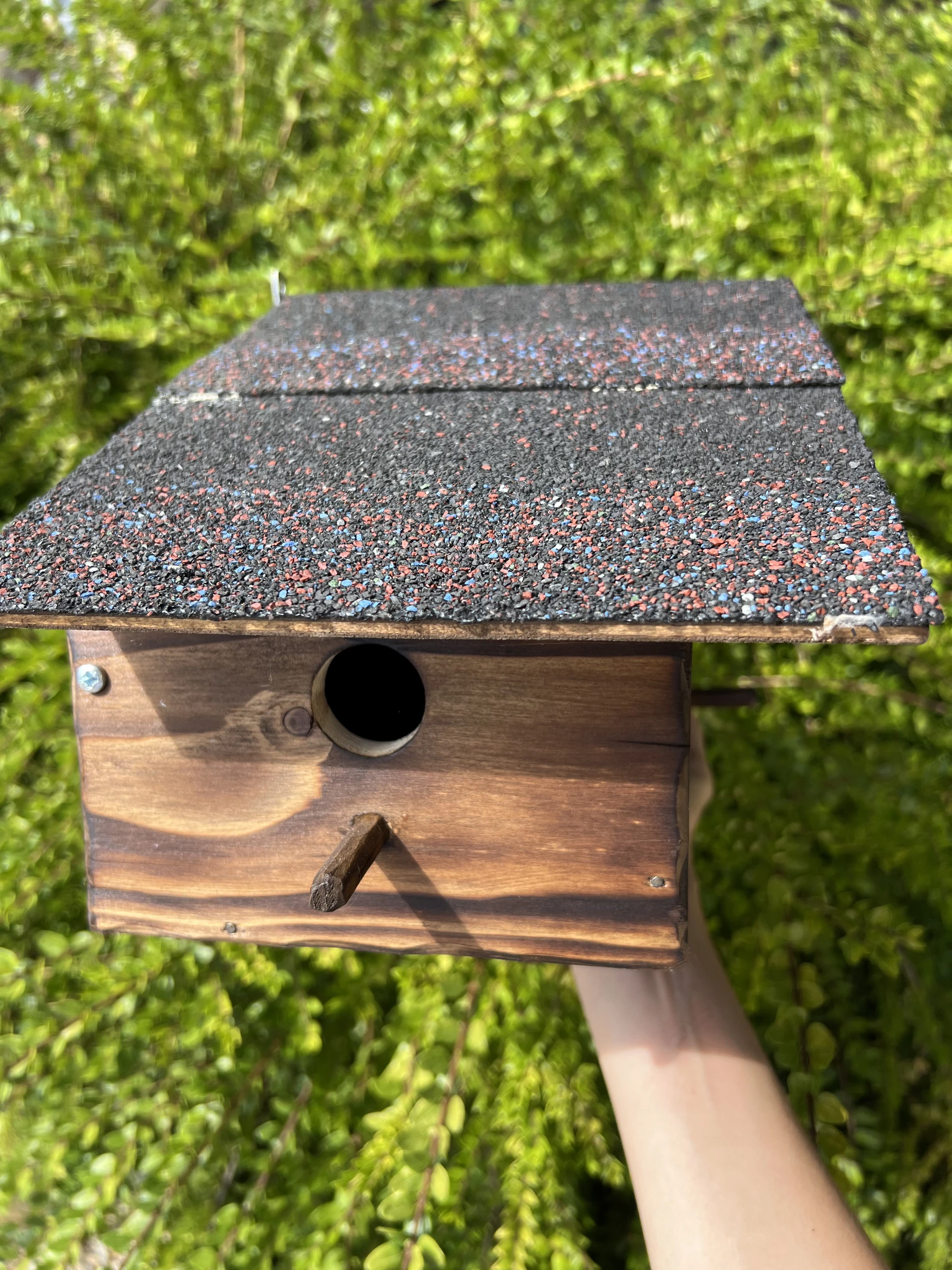 🪺 Nichoir oiseaux 3 compartiments fait main en bois avec toit bitumé – photo 6